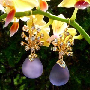 Alexis Bittar Purple Gold Dangle Crystal Earrings